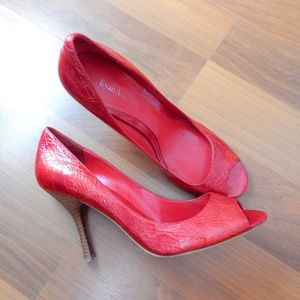 Red Enzo Angionlini leather high heel pumps